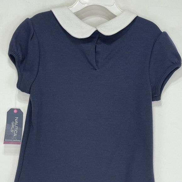 Nautica Girls Shirt Dress Size 7 Small Petite Navy Blue And White - Picture 4 of 14